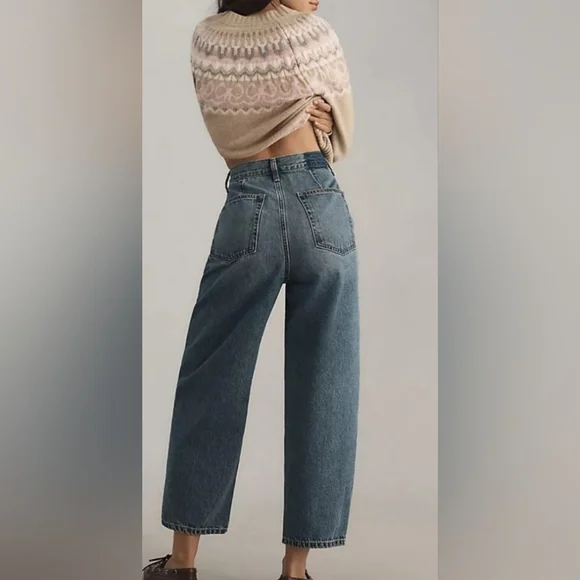 Etica Jeans Womens Sz 31 Blue Iris Relaxed Barrel High Waist Ethically Made NWT - Picture 1 of 15